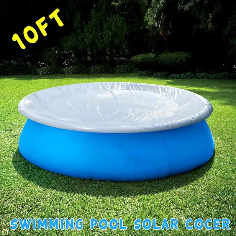 

Round Solar Pool Cover With Fixed Rope Foldable Heat Retaining Blanket Dustproof Accessory For Above Ground And Inground Pools