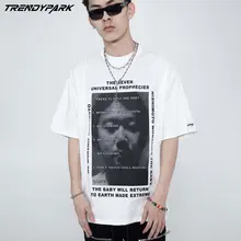 

Short Sleeve T-shirts Baby Protection Print Washed Grey Distress O-neck Cotton Tops Harajuku Streetwear Casual Oversized T-shirt