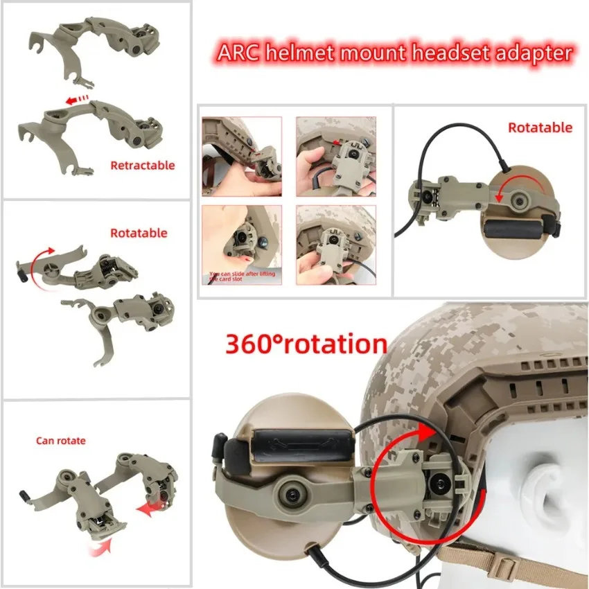 Tactical Helmet Headset Bracket Fast Track ARC OPS-CORE Helmet Adapter for Airsoft COMTAC II COMTAC III Tactical Headset