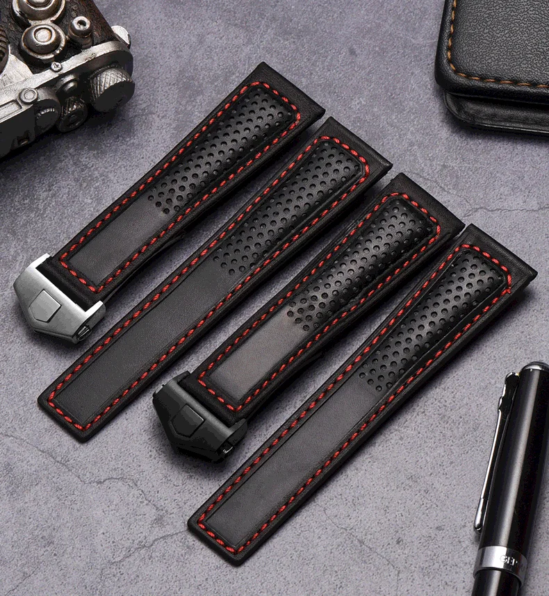 

Frosted Genuine Leather Watch Strap For Tag Heuer Carrera diving Monaco F1 Series Breathable Watch Chain 22mm Men Watchband