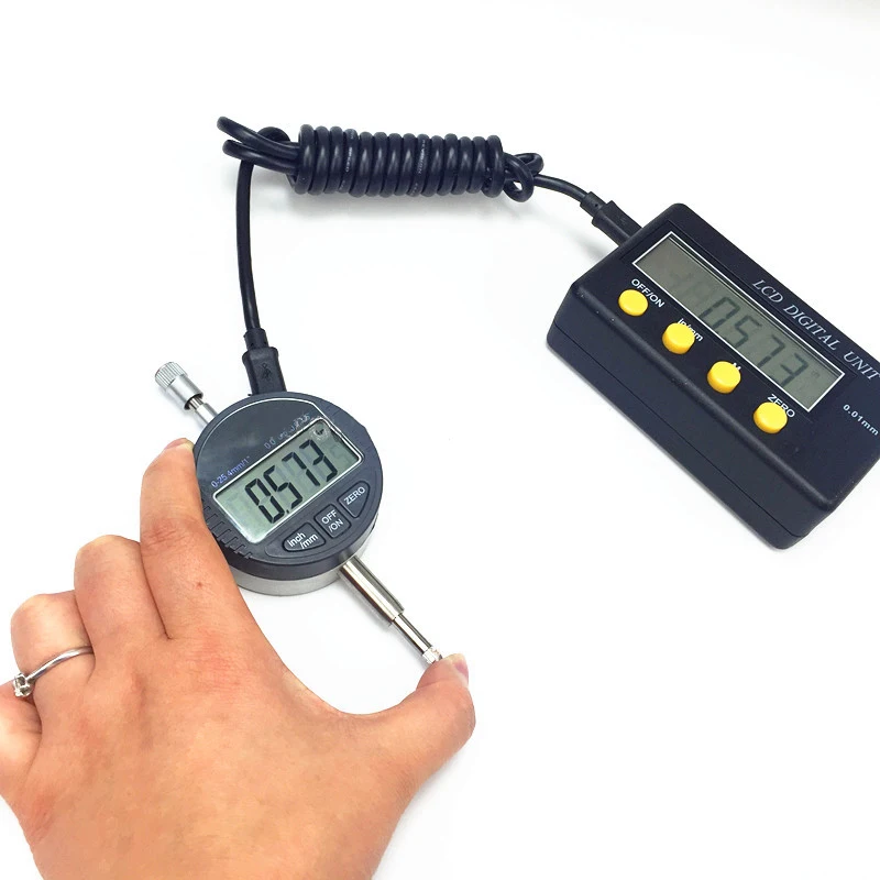 LCD 디스플레이 유닛, 디지털 디스플레이 유닛, 디지털 표시기, USB 포트, 0.01mm, 0.001mm, 12.7mm, 25.4mm