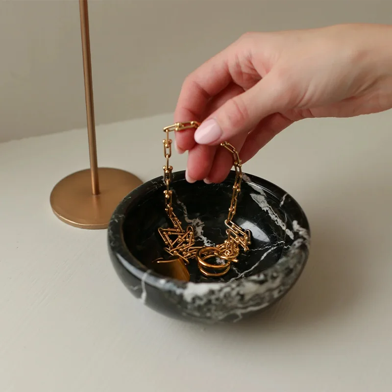 French Luxury Natural Marble Tray Decorative Bowl Jewelry Aromatherapy Storage 5