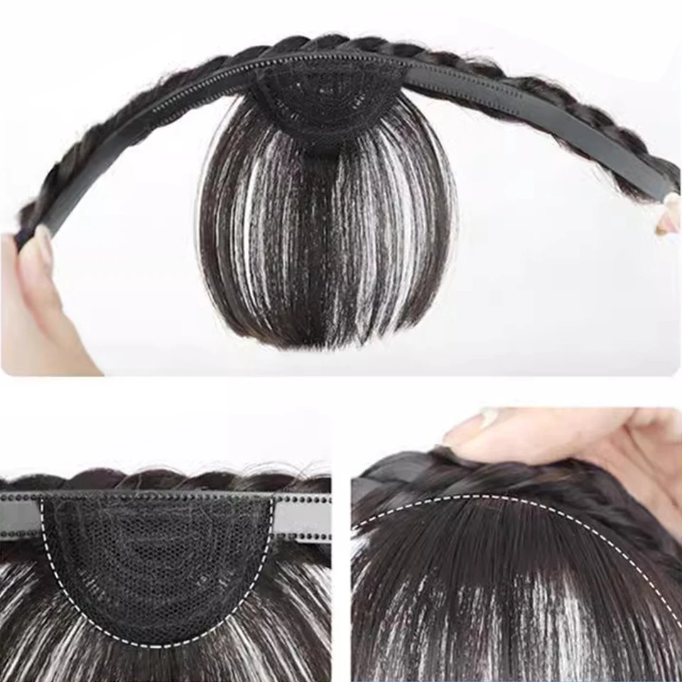 LUPU Synthetic Twist Braid Headband With Fringe Bangs Hair Hoop Wig Braids Hair Extensions For Women Girls Hair Accessories