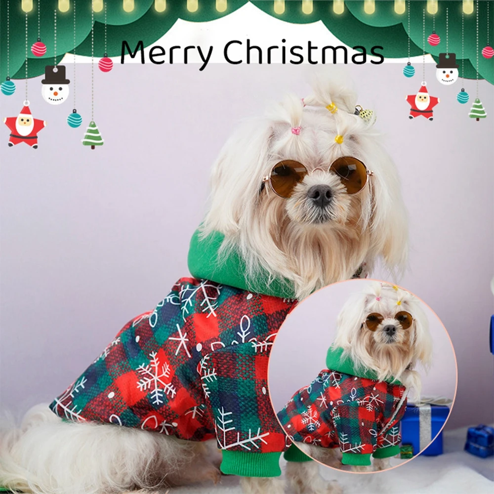 Dog Christmas Dresses for Puppies & Small Dogs Xmas Snowflake Warm Dog Sweater Winter Clothes Cute Dog Dress Shirt Skirt for Boys & Girls Holiday Party Daily Wearing 