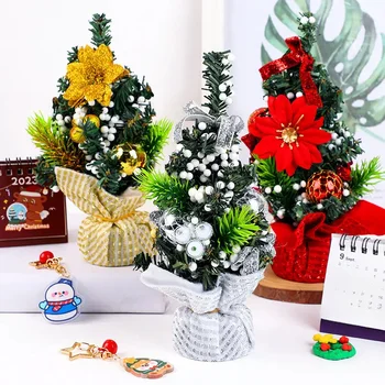 Mini Christmas Tree Ornaments Winter Festival Desktop Decoration Exquisite Artificial Flower Christmas Tree Ornaments