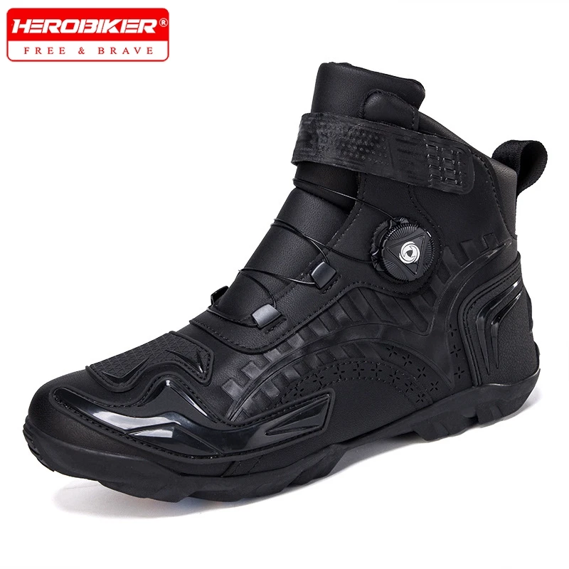 Motorcycle Boots Men Racing Shoes Riding Off-road Motorbike Breathable Black Durable Comfortable Unisex Highly Elastic Equipment