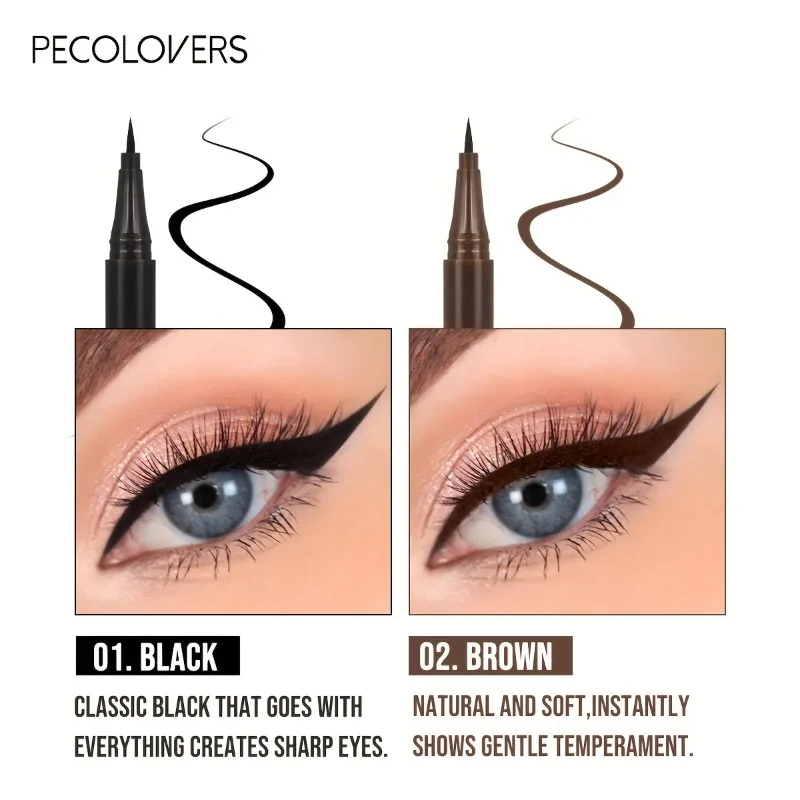 PECOLOVERS Precision Tip Liquid Eyeliner - Smudge-Proof & Long-Lasting Waterproof Formula for Professional Eye Makeup 3