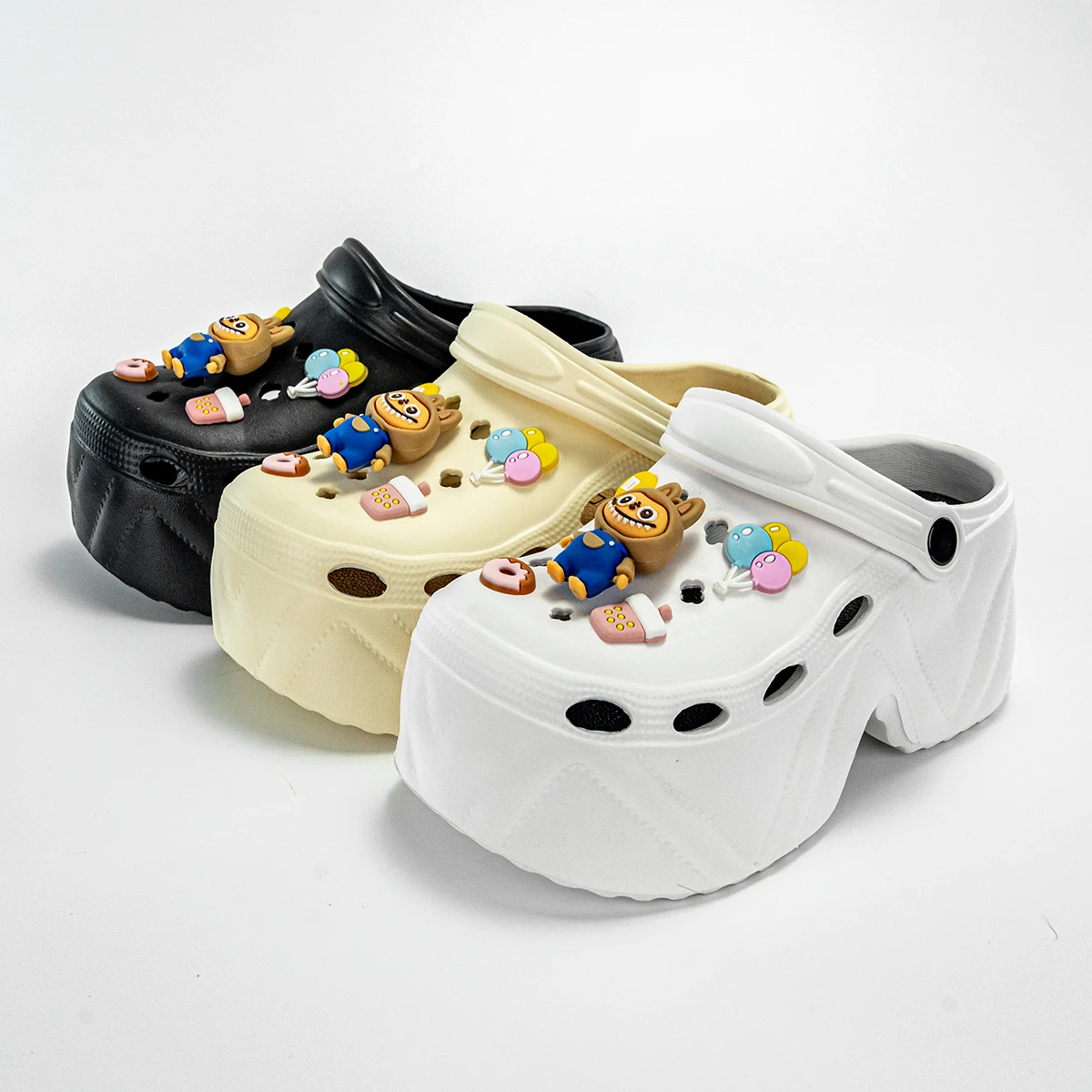 Labubu Fashionable High-Heeled Clogs – Cartoon Style with Imitation Leather Pattern, Trendy X8809 Design 4