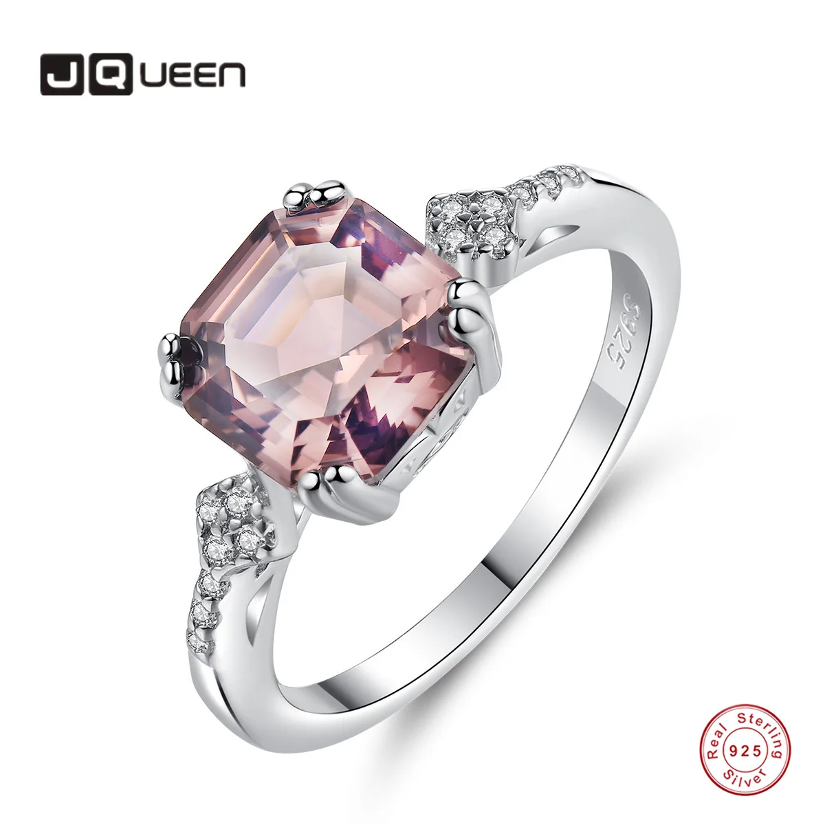 

Кольцо из серебра S925 пробы, светло-коричневое Женское Обручальное кольцо из морганита, ювелирные изделия