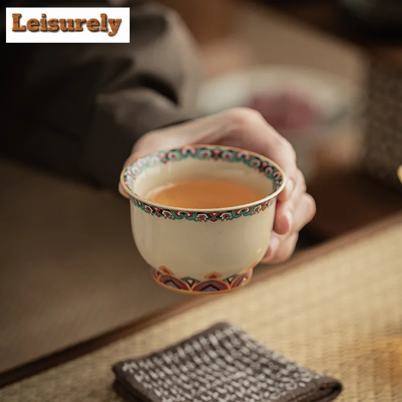 100ml Plant Ash Dunhuang Ceramic Teacup Creative Tea Bowl Single Cup Fragrance Cup Chazhan Master Cups Drinkware Decoration Gift