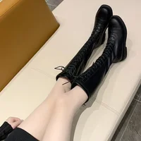 Footwear Elegant with Low Heels Ladies Boots Lace-up Shoes for Women Laces Black 2025 New Waterproof Winter Novelty Hot Fashion - Image 5