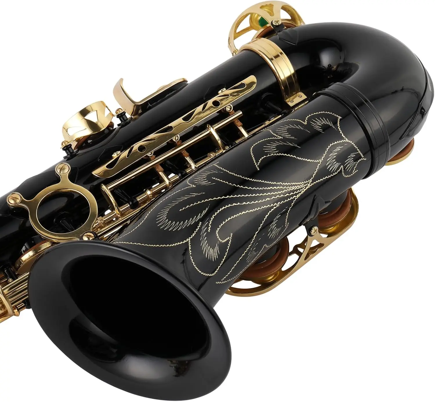 Alto Saxophone Drop E Brass Sax Full Kit for Student Beginners with Carving, Mouthpiece, Carrying Case, Gloves, Cleaning