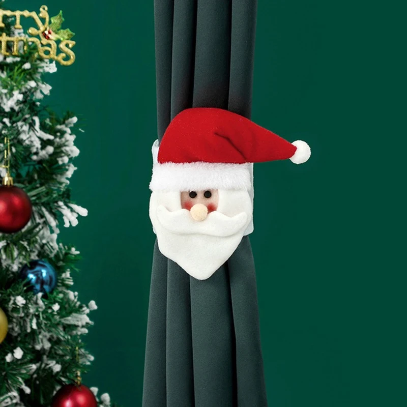 Christmas Cartoon Curtain Clasp Penguin Santa Claus Snowman Elk Curtain Holder Xmas Decor For Home Xmas Curtain Accessories