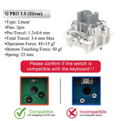 Enhanced Pre-Lubed RGB Mechanical Keyboard Switch - Linear & Tactile Options - 50pcs (G Silver 3.0)