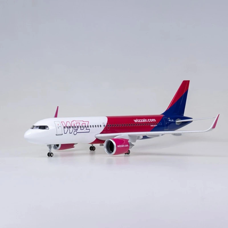 320 Aircraft A320 NEO Wizz Air Airlines Light Model 1/80 Scale 47cm with Landing Gear and Lights Resin Die-cast