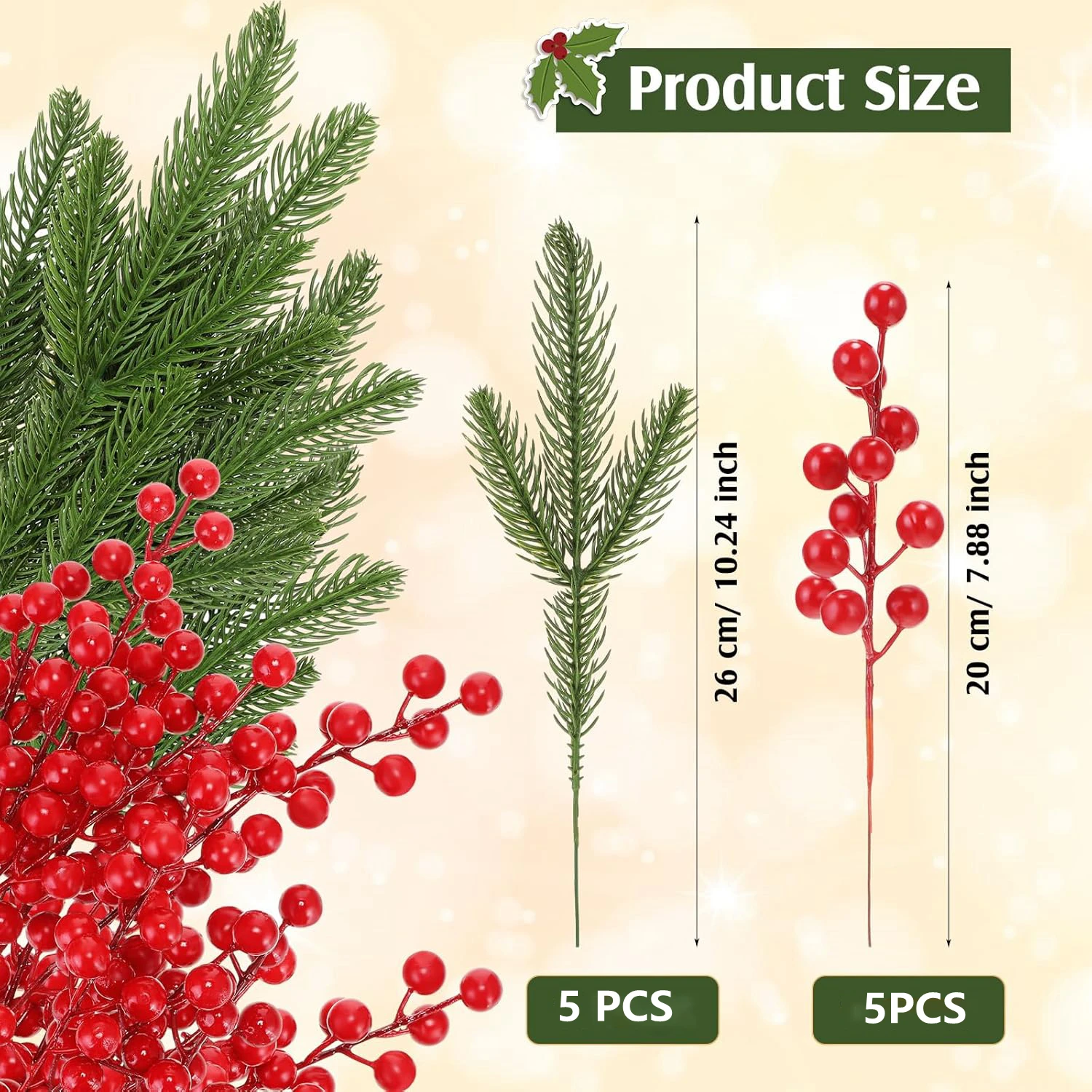 Künstliche Pflanzen Holly Little Red Fruit Weihnachtskranz Home Room Outdoor Garten Hochzeit Urlaub Party Diy Geschenkbox Wanddekoration – Detail 2