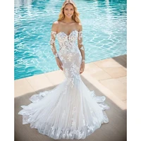 Long Sleeve Lace Wedding Dresses for Bride Sweetheart Mermaid Bridal Gown for Women Customized 1