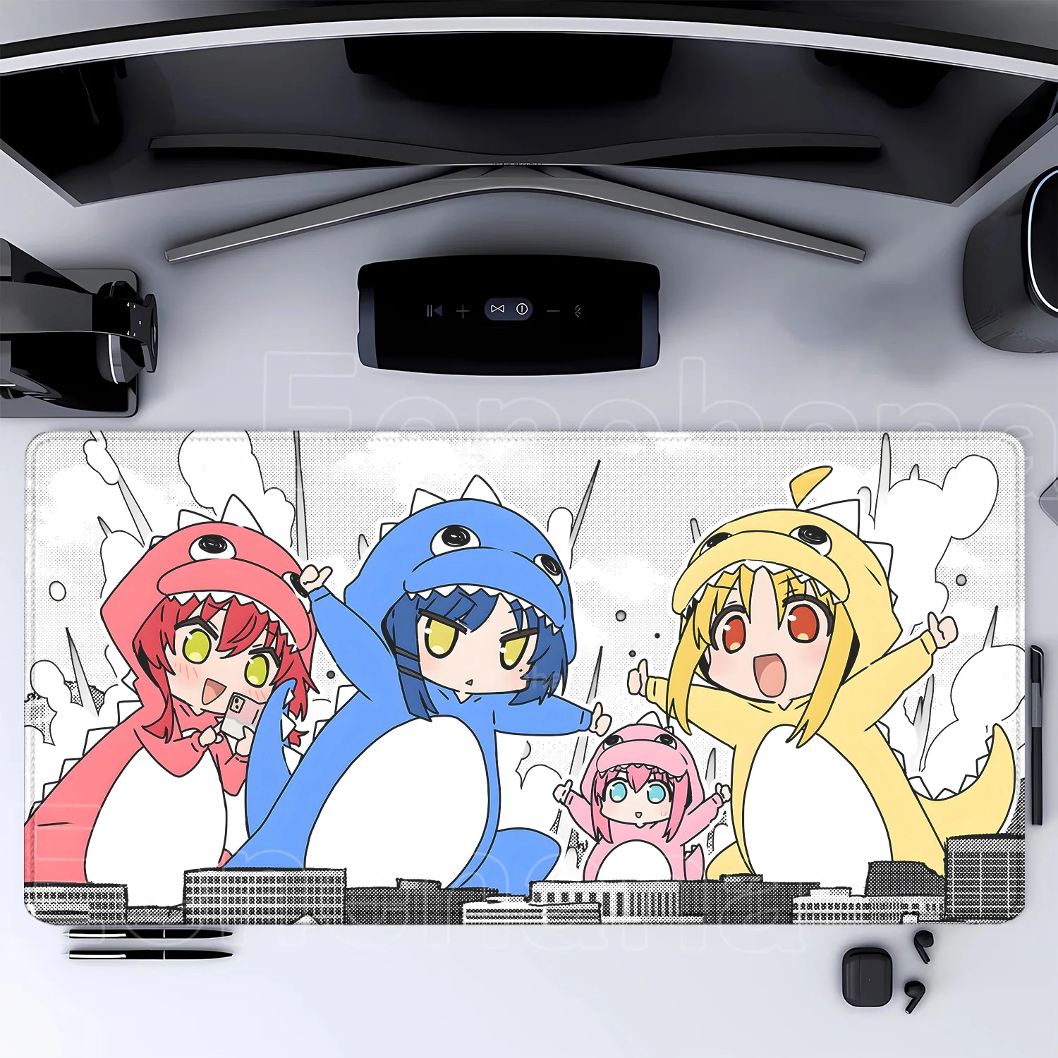 Bocchi The Rock Large Gaming Mousepad - HD Print Rubber Desk Mat with Locking Edge and Non-Slip Base