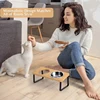 Elevated Slanted Kitten Plate Set of 2 Stainless Steel Plates for Indoor Cats, 2 Bowl Cat Feeder Easy to Assemble 3