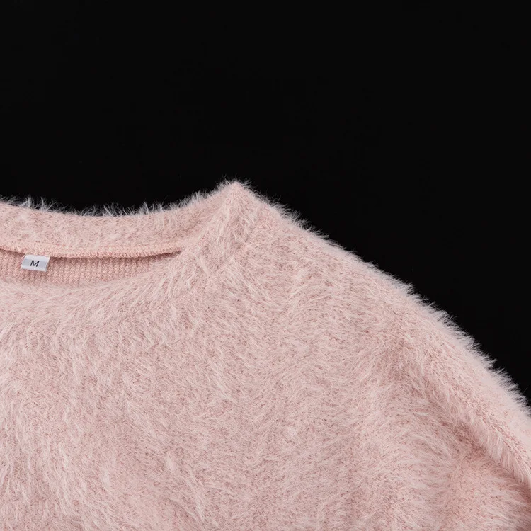 TRAUXY Autumn Winter Plush Knitted Suit Women's Long Sleeve O-Neck Pullover Top Long Skirts Two Piece Sets Solid Female Elegant