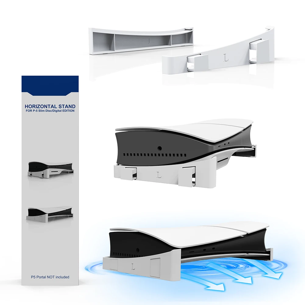 수평 스탠드 액세서리 보관 스탠드 브래킷 공간 절약형 호스트 랙 PS5 슬림 디스크 및 디지털 에디션용 보관 홀더
