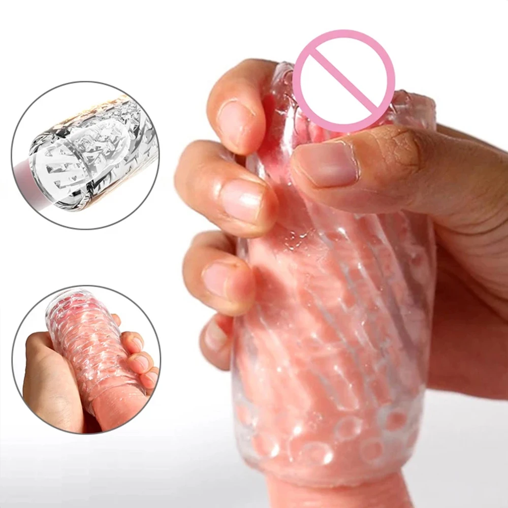 9cm Transparent Male Masturbator Artificial Pussy Vaginal Men 18+ Glans Sucking Penis Pump Spikes Exerciser Erotic Products male masturbator penis pump
