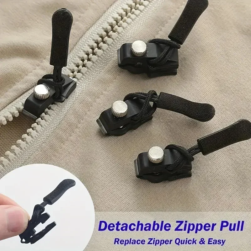 Zipper Repair Kit Zipper Pullers Zipper Sliders Zipper Heads Zipper Accessories Universal Zipper Head Fixer Quick Instant Detachable Zipper Repair Kit Replacement Slider Pull For Jacket Bag Coat 12PCS