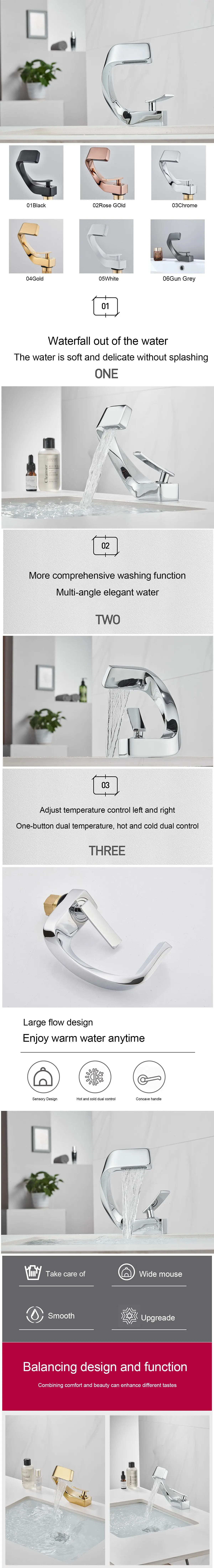 Tuqiu Gold Bathroom Faucet Brass Rose Gold Bathroom Basin Faucet Cold Hot Water Mixer Sink Tap Deck Mounted Black Gray Tap
