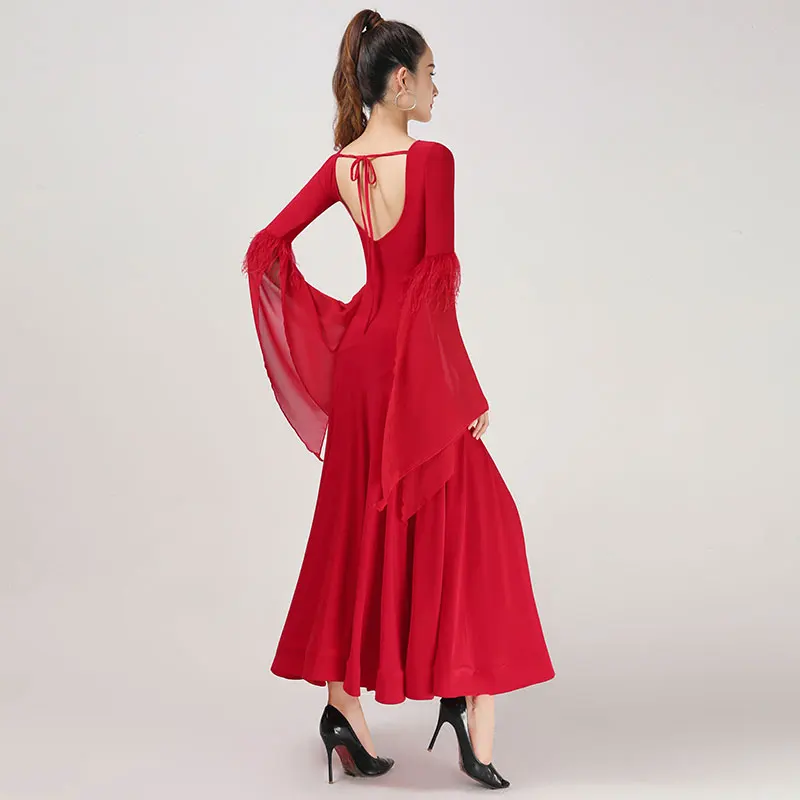 Newest Women Ballroom Dance Dress Waltz Adult Modern Ball Costumes Tango Rumba Clothing ZY32-1