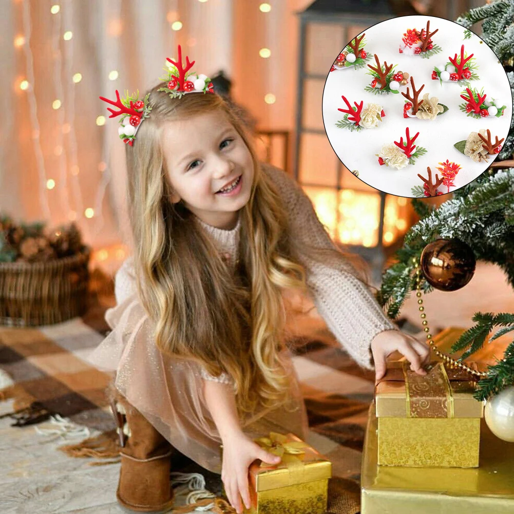 

Christmas 2pcs/set Hair Clips Girls Cute Deer Ear Hairpins Kids Christmas Antler Hairpin Barrette Hair Accessories For Women