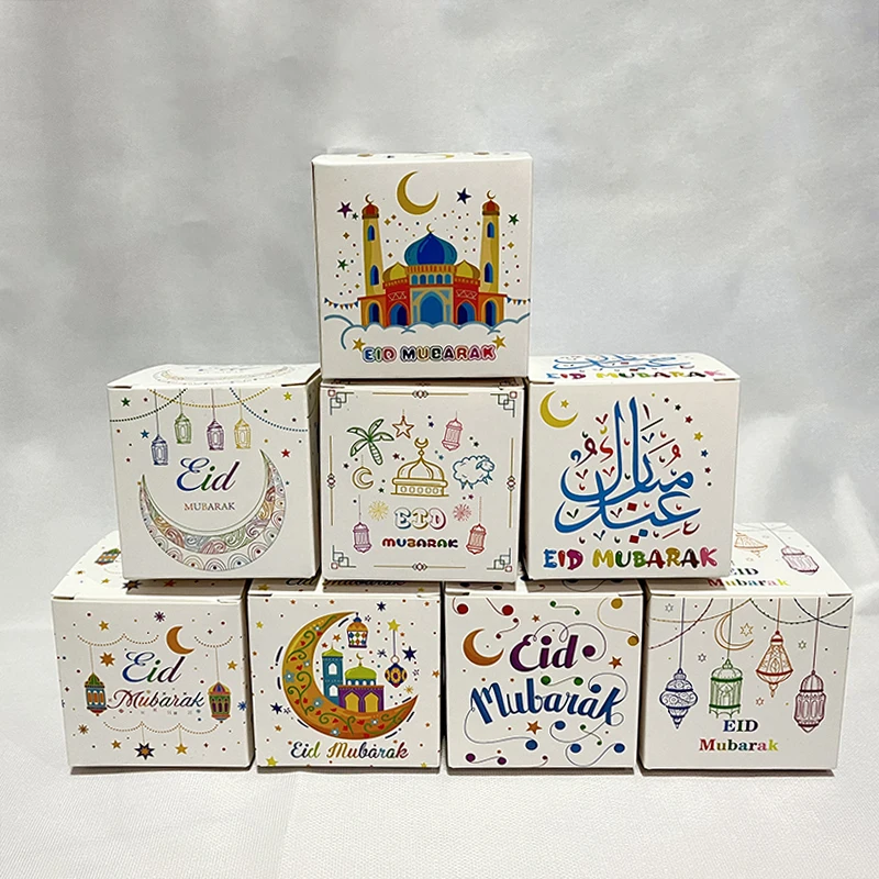 100 Sacchetti Regalo Eid Mubarak Per Feste Ramadan - Confezione Cellophane Con Motivi Moschea, Luna E Stelle - Include 100 Chiusure Twist - 27,5x12,5 Cm - 3