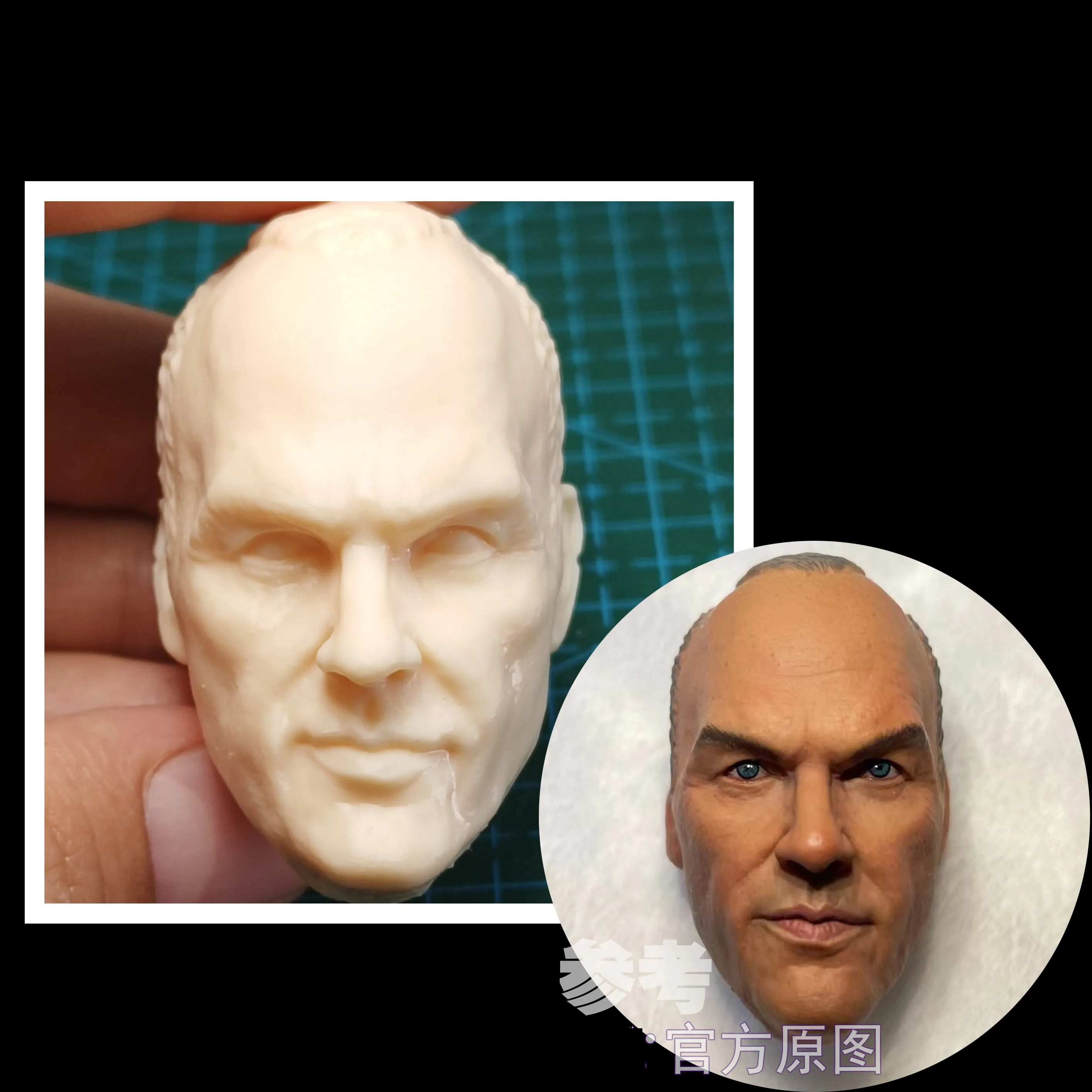 1/6 / 1/12 Unpainted Male Head Sculpt Carved Model Fit 12"/ 6" Action