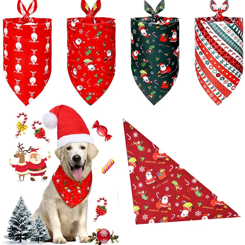 Christmas Bandanas For Dogs,3 Pack Plaid Pet Bandana Medium Large Dogs