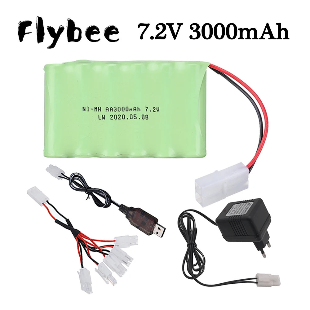 

7.2V 3000mah NiMH Battery Charger Cable For Rc toys Car Tank Truck Train Boat Robot Gun Ni-MH AA 7.2v Batteries Pack Tamiya plug