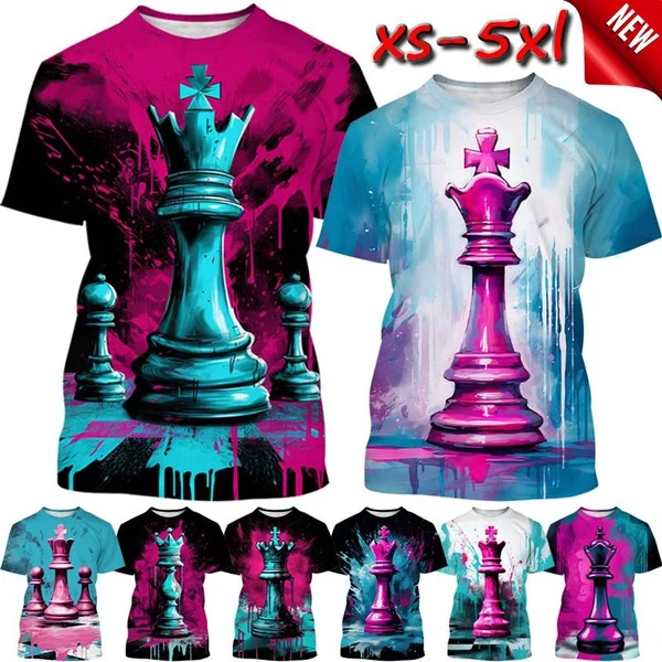 

Summer Funny Personalized Top T-shirt Fashion Casual Short-sleeved Chinese Chess Print T-shirt