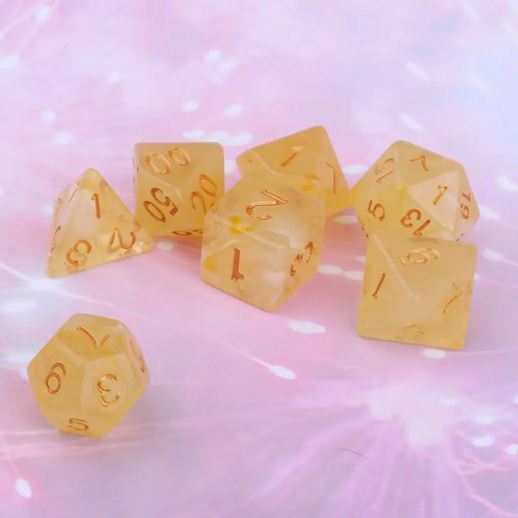 Deluxe Set of 7 Acrylic Polyhedral Dice for Game Enthusiasts, 6cm Size