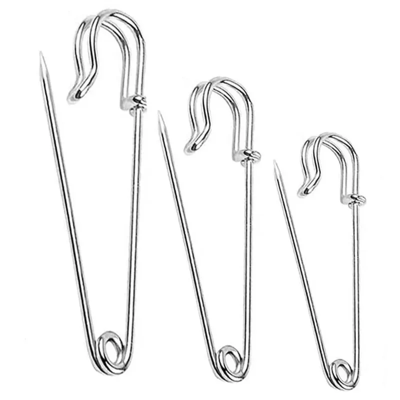 10Pcs 스테인레스 스틸 안전 핀 DIY 바느질 도구 액세서리 바늘 대형 안전 핀 작은 브로치 의류 액세서리