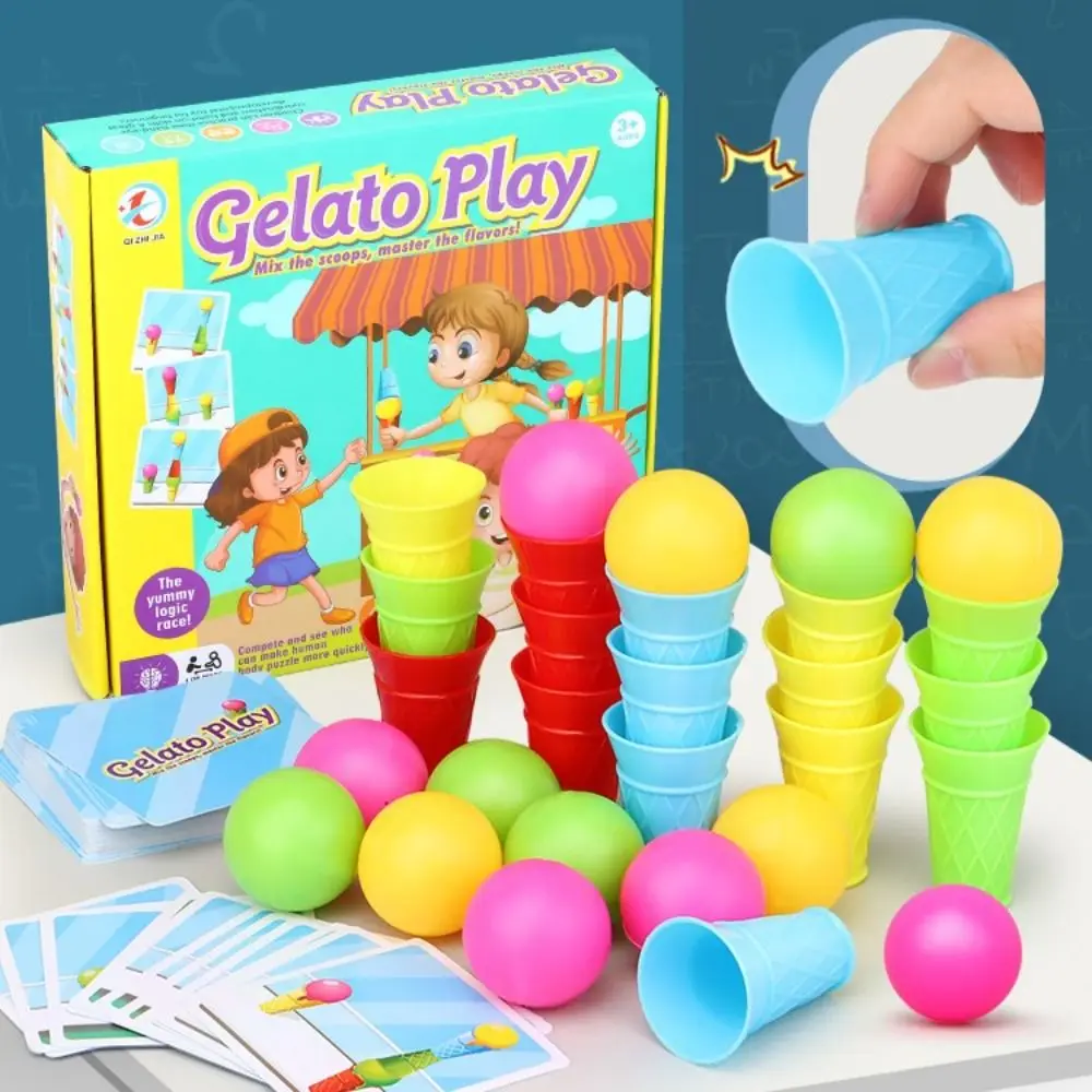 

1-4 Players Montessori Stacking Toys Ice Cream Speed Game Color Sorting Matching Interactive Friends Parent-child Family Games