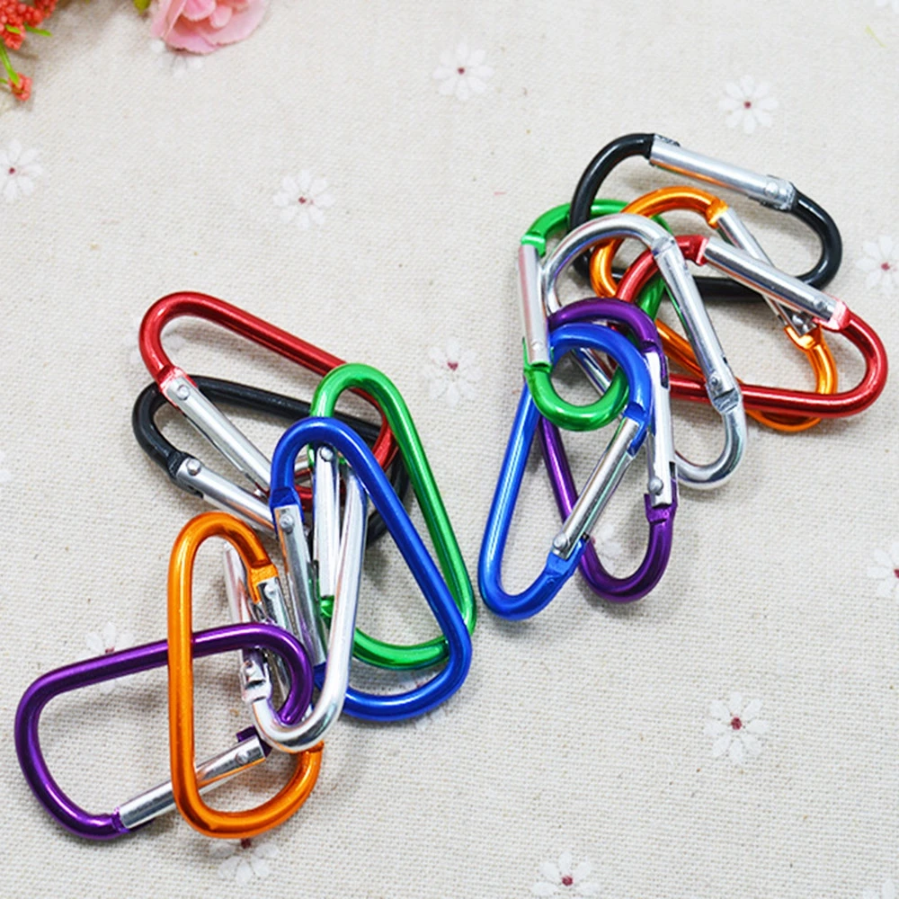 5PCS Random Colors!!! Aluminium Alloy Safety Buckle Keychain Climbing Button Carabiner Camping Hiking Hook Outdoor Sports Tools