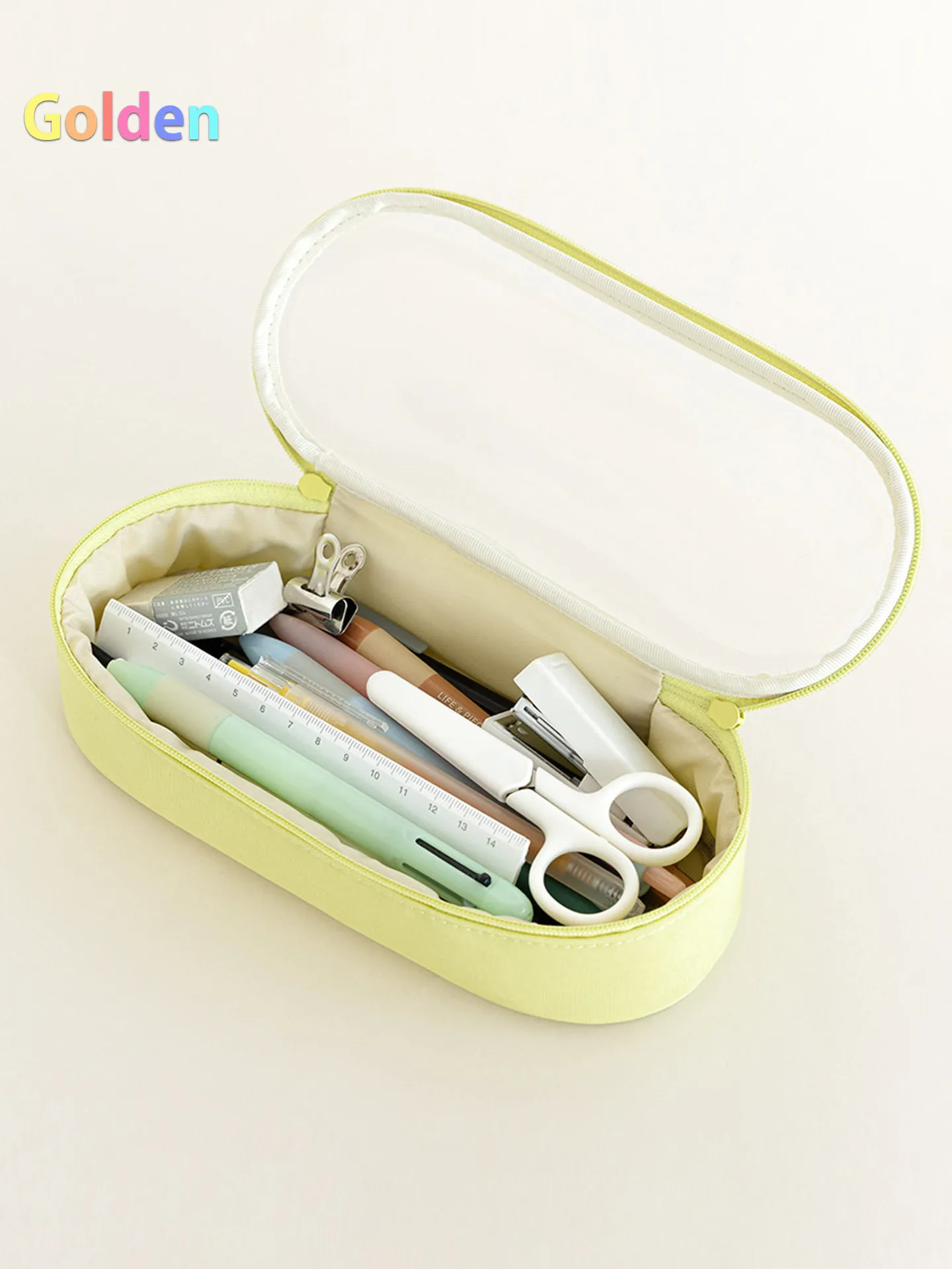 한국산 리브워크 미니멀리스트 나일론 필통 - 학교용 내구성 있는 PVC 투명 문구 정리함, 대용량, 휴대용