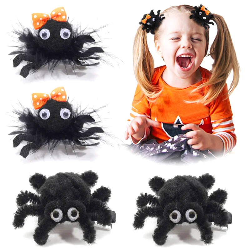 

2Pcs Halloween Spider Hair Clips For Baby Girls Cute Animal Hairpin Barrettes Kids Headdress Hair Accessories Party Decor 2023