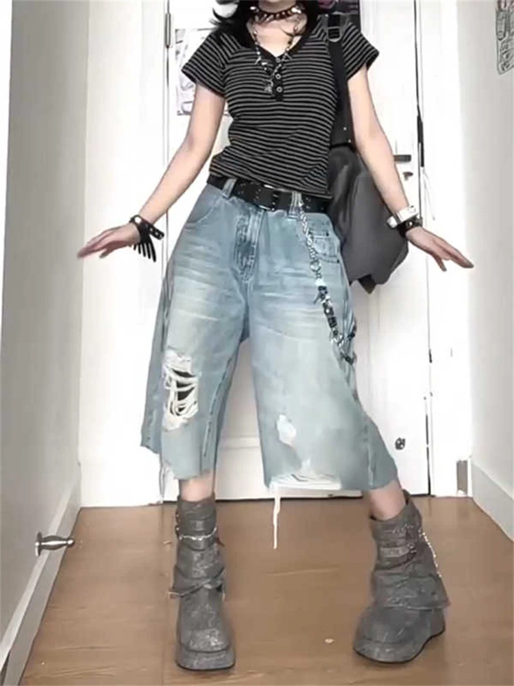 Verano Mujer Abi American Hole Jorts Jeans Shorts Kpop 2000s