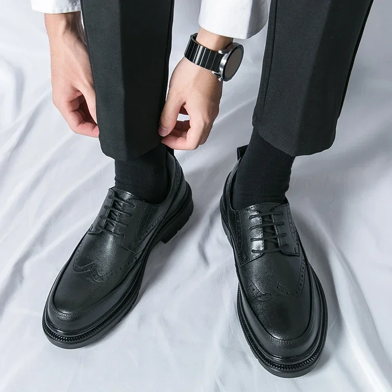 Gentleman Retro Business Leather Shoes Formal Dress Office Shoes Men's Wedding Black Brown British Style
