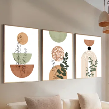 Boho Abstract Plant Canvas Set 1