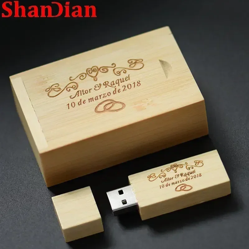 thumbnail image 5 of Nueva unidad flash USB creativa de madera de 64 GB, memoria USB con logotipo personalizado gratuito, memoria USB de 32 GB para fotografía, disco U de 16 GB, regalo de boda de 8 GB, 5 of 5