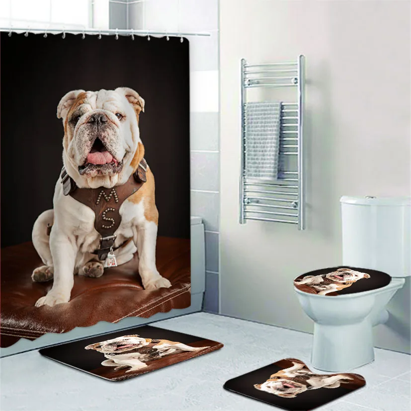 PortraitofEnglishBulldogShowerCurtainandRugSetMississippi