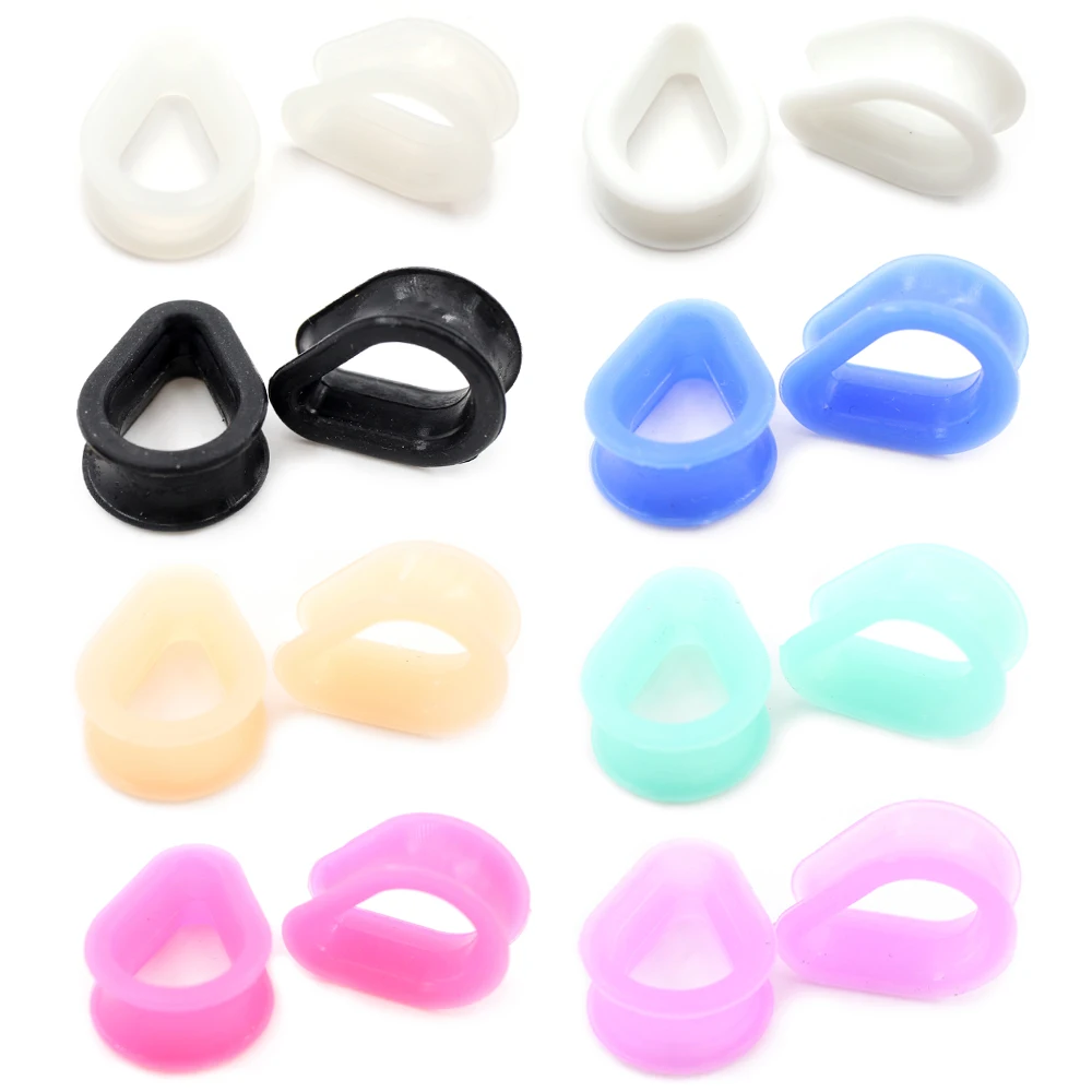 Alisouy-pendientes flexibles de silicona de 2 piezas, Piercing de gota de agua, tapones para los oídos, expansor de túnel, dilatadores, joyería