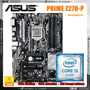 ASUS PRIME Z270-P 데스크탑 마더보드 세트, i7 i5 i3 용 소켓, I5 6500 오리지널 M.2 NVME, LGA1151 DDR4 Z270