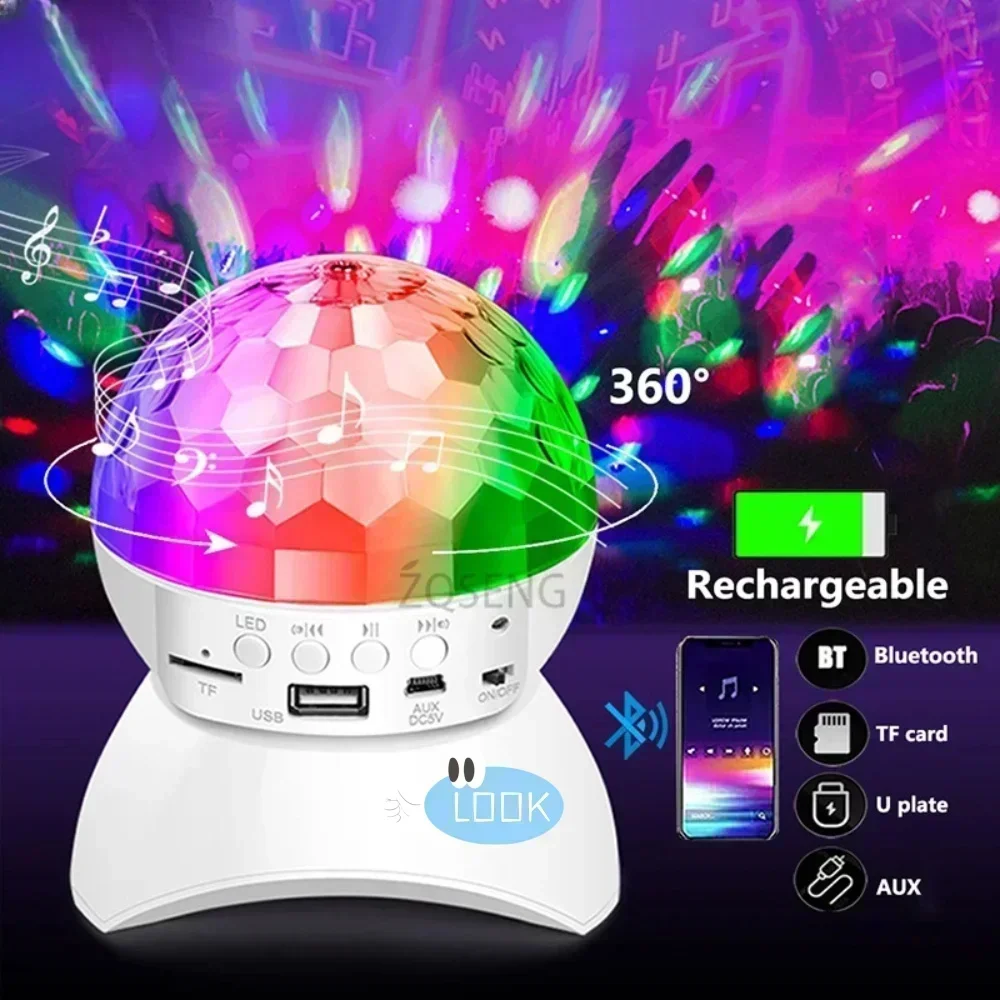 Bluetooth Sound Stage Light Christmas Projection Light Colorful Crystal Magic Ball Music Flash KTV Dazzling Atmosphere Light starry projector light