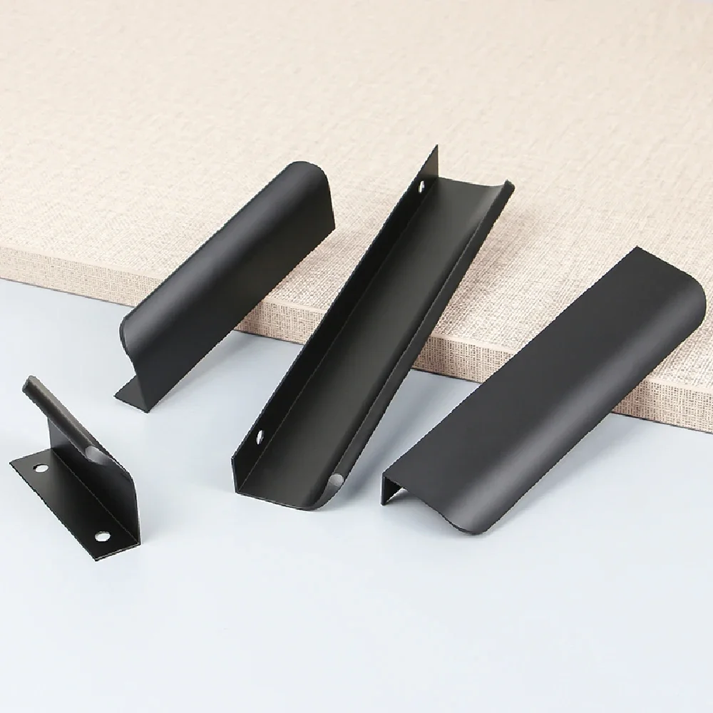 Hidden Furniture Handles Gold Black White Punch Free for Kitchen Cabinet Drawers Arc Wardrobe Pulls furniture handles kitchen door handles